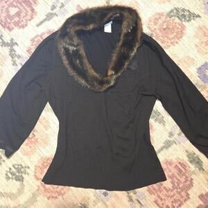Y2K Faux fur collar sweater